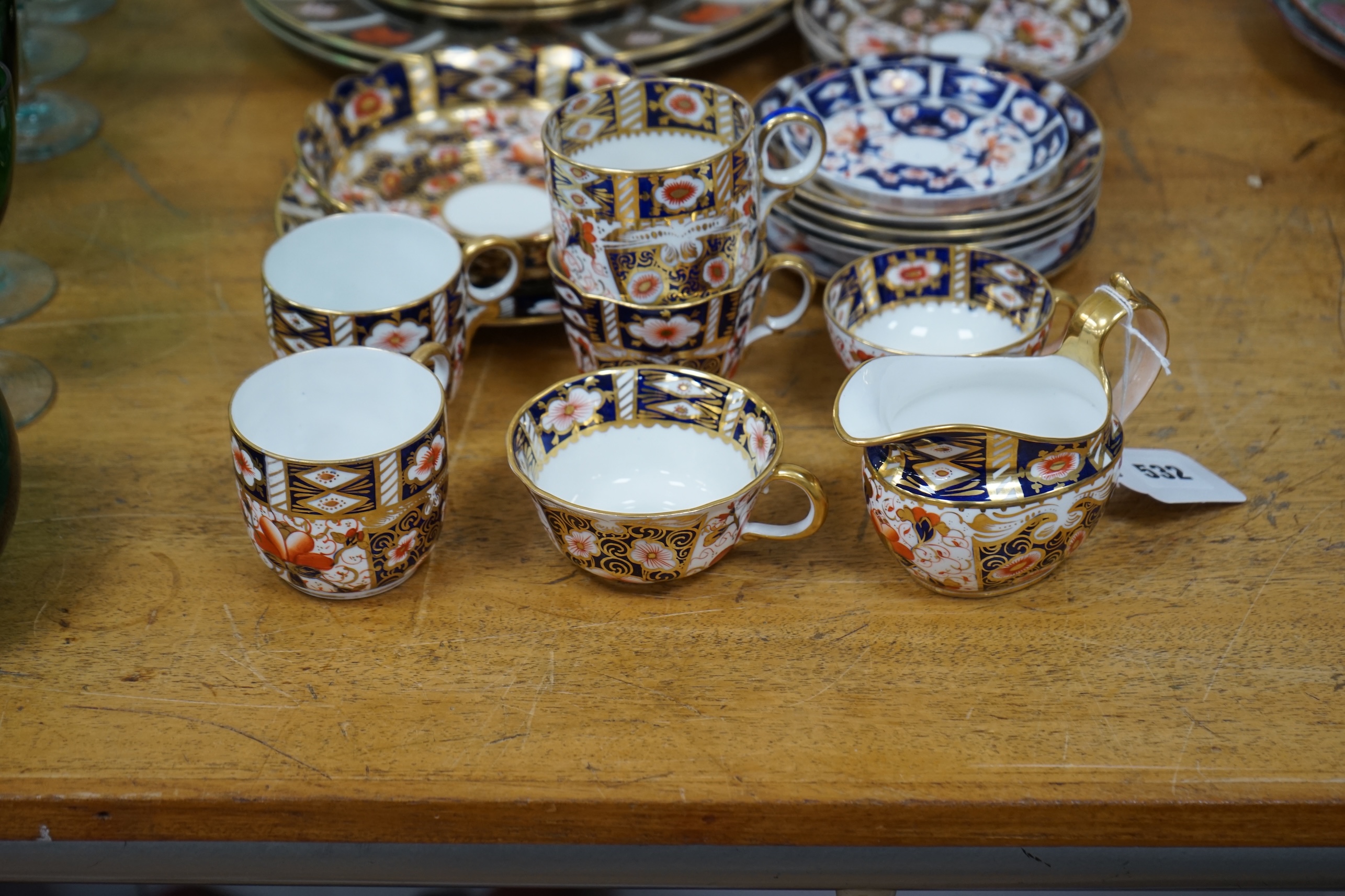 A collection of mostly Royal Crown Derby and Davenport Imari pattern teawares. Condition - good